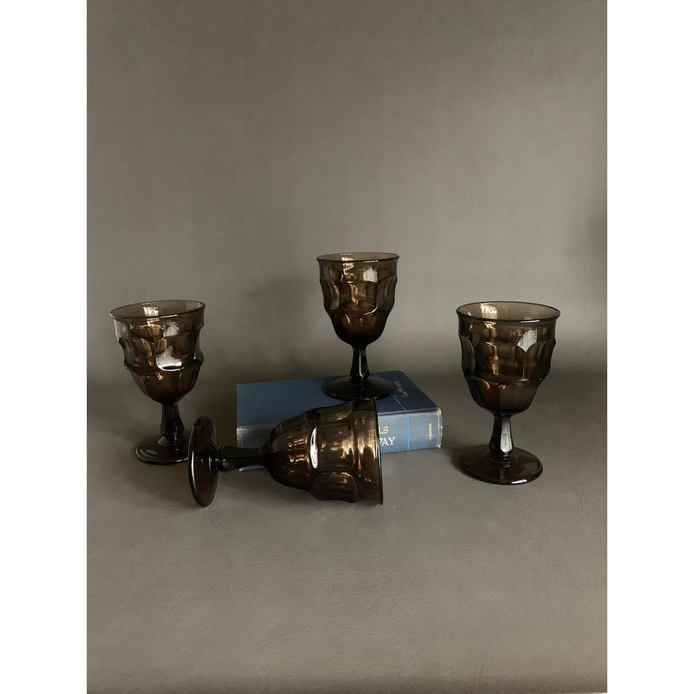 VTG Black Goblets Westmoreland Depression Glass colored wine stemware gothic